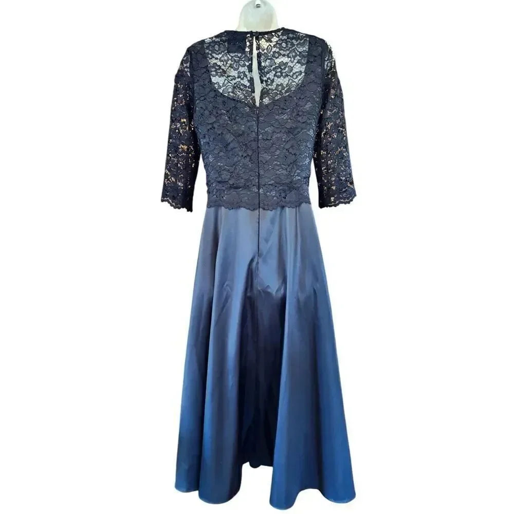 Co|te Lace & Satin Midi Dress in Black NWT Size 40/ US 6